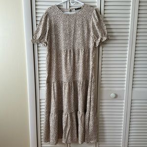 Leopard Print Full Length Tiered Dress